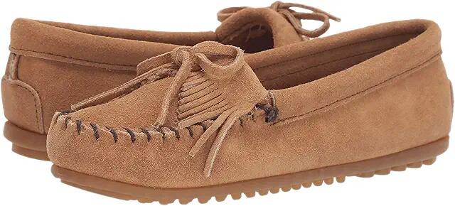 Minnetonka Kilty Suede Moc (Taupe Suede) Women's Moccasin Shoes Cover