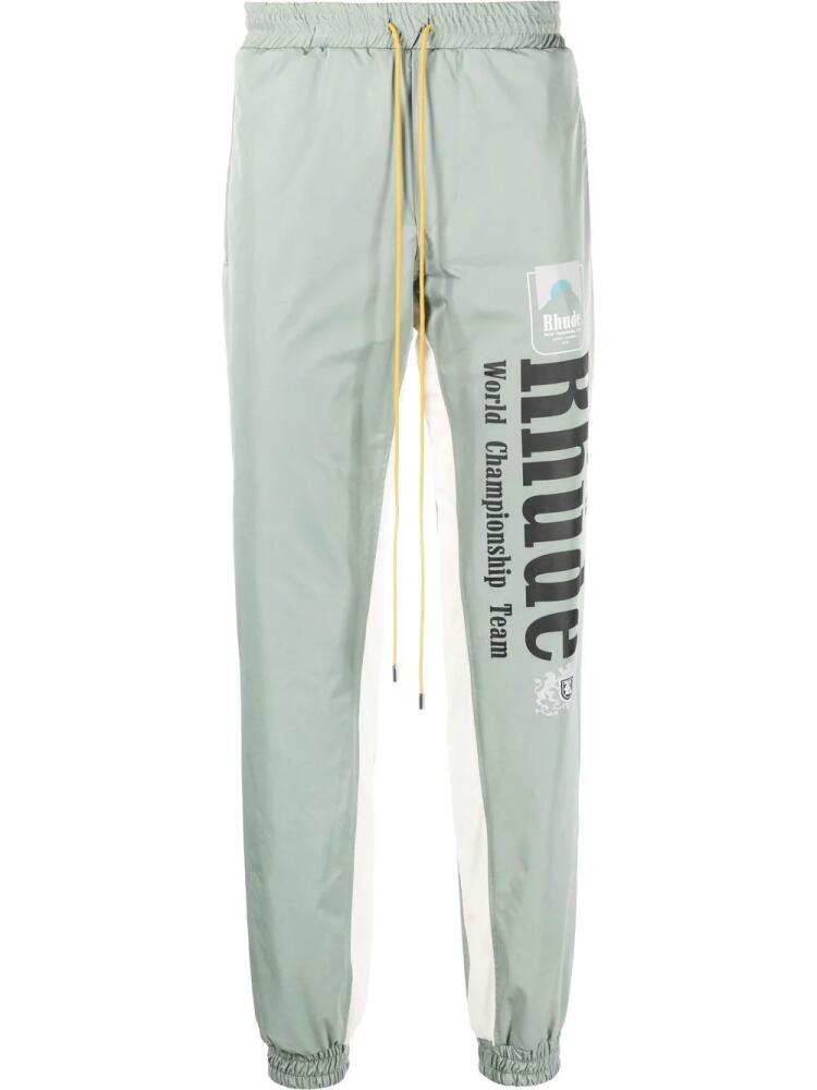 RHUDE Senna logo-print track pants - Green Cover