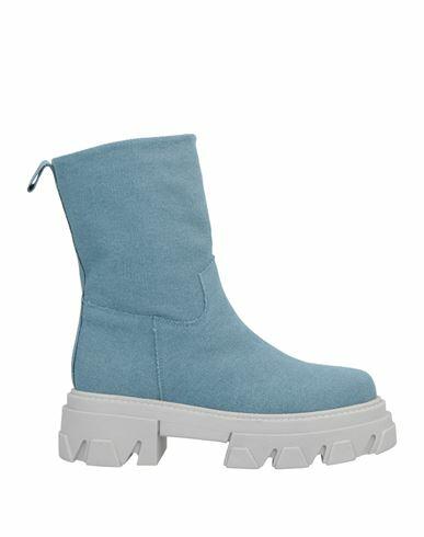 Unlace Woman Ankle boots Sky blue Textile fibers Cover