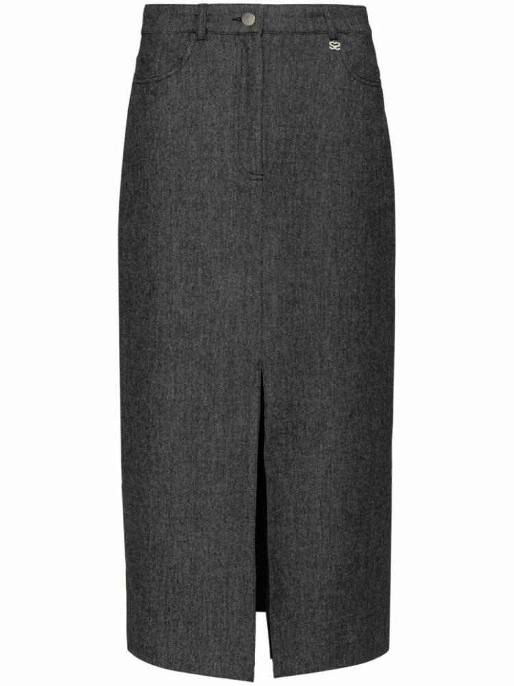 SANDRO front-slit cotton skirt - Grey Cover