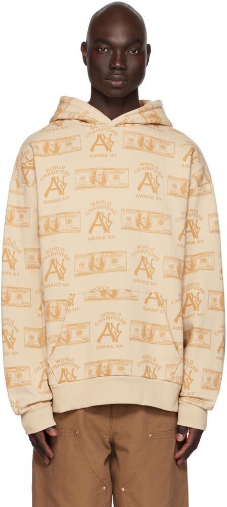 Awake NY Beige Printed Hoodie Cover