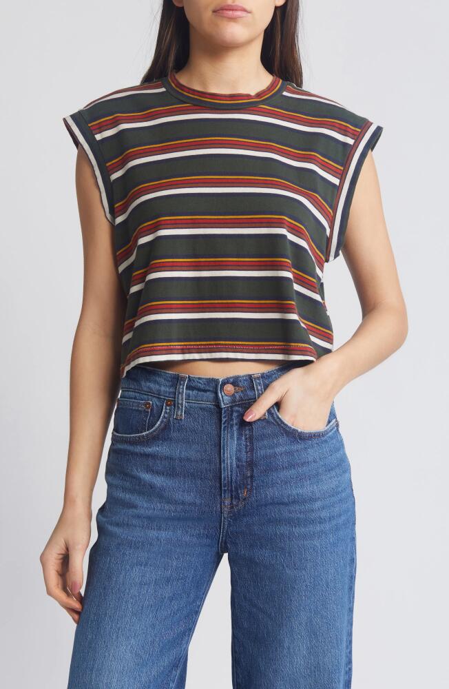 THE GREAT. The Square Stripe Muscle Tee in Boardwalk Stripe Cover