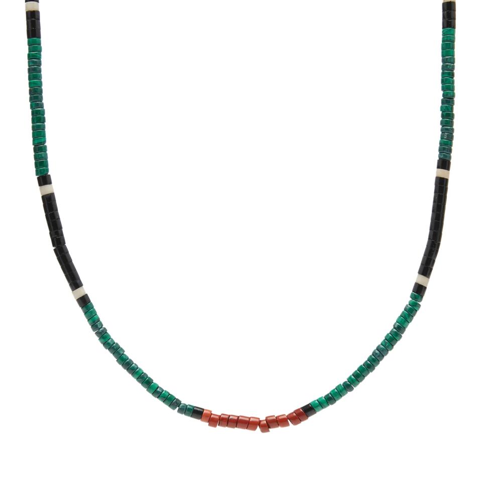 Mikia Men's Heishi Bead Necklace in Malachite/Jet Cover