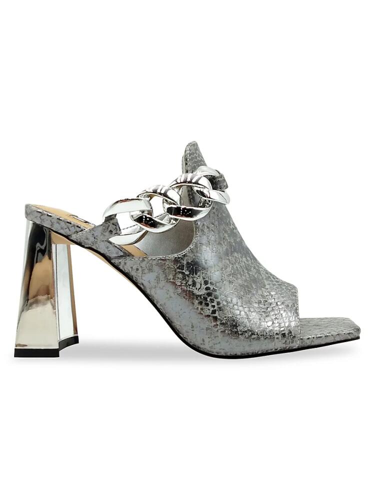 Ninety Union Women's Ryder Chain Metallic Heel Mules - Silver Cover