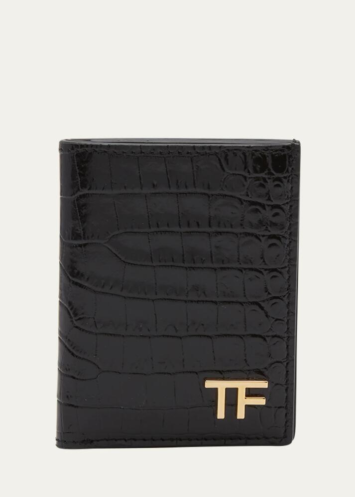 TOM FORD Men's T Line Alligator-Print Bifold Card Holder Cover