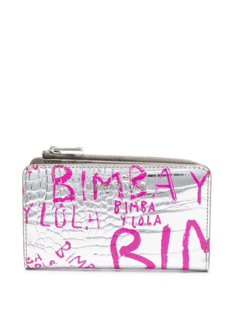 Bimba y Lola logo-stamp crocodile-effect wallet - Silver Cover