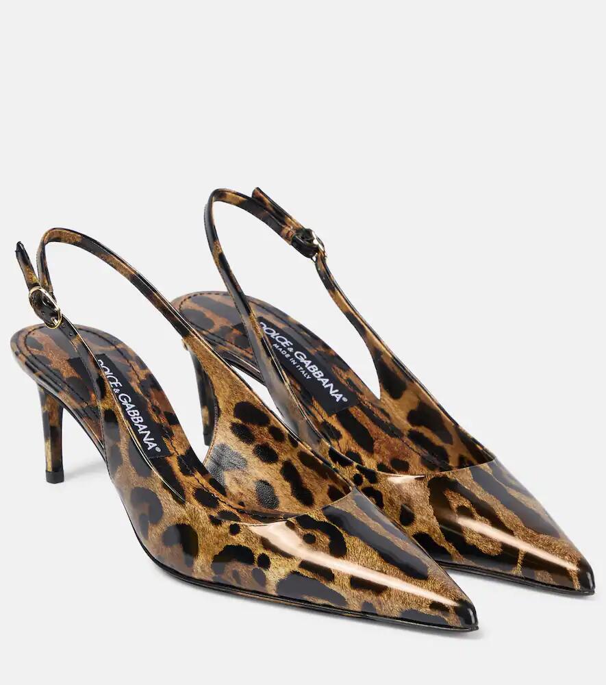 Dolce & Gabbana Lollo printed leather slingback pumps Cover