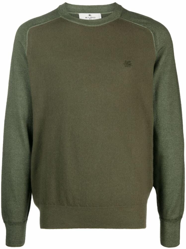 ETRO logo-embroidered virgin wool jumper - Green Cover