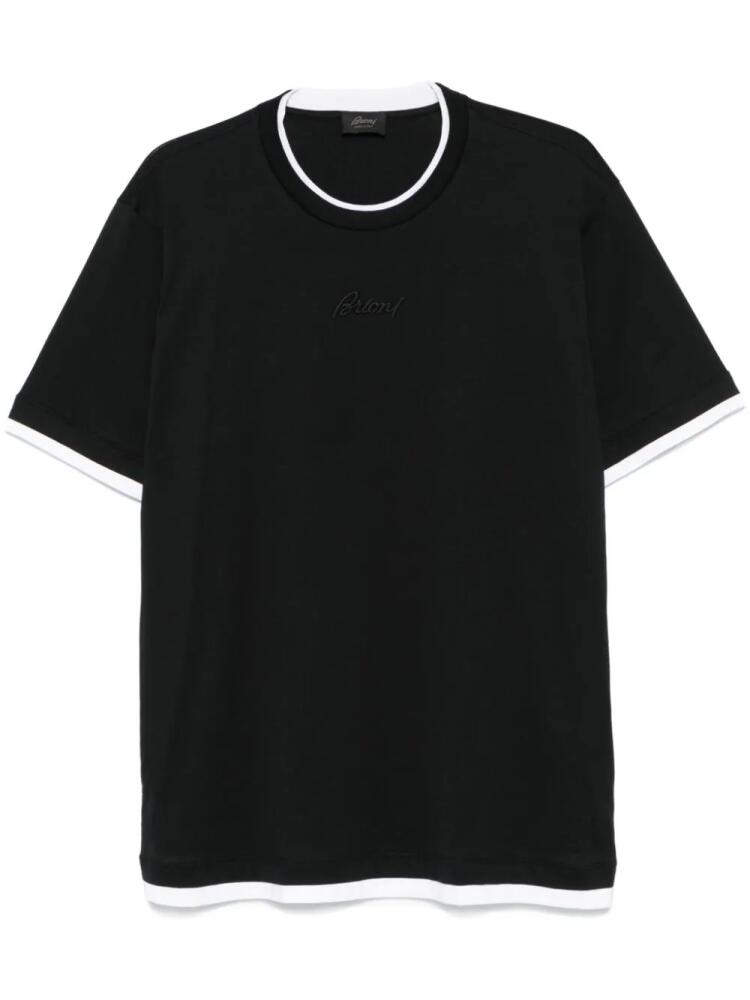 Brioni logo-embroidered T-shirt - Black Cover