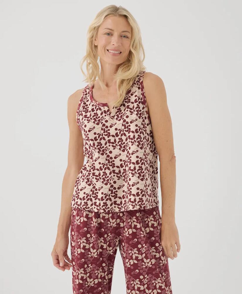 Pact Organic Staycation Sleep Tank in Berry Sprigs Cover