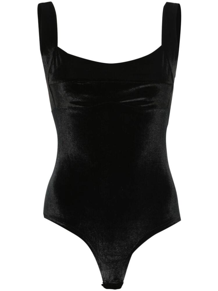 Atu Body Couture square-neck velvet bodysuit - Black Cover