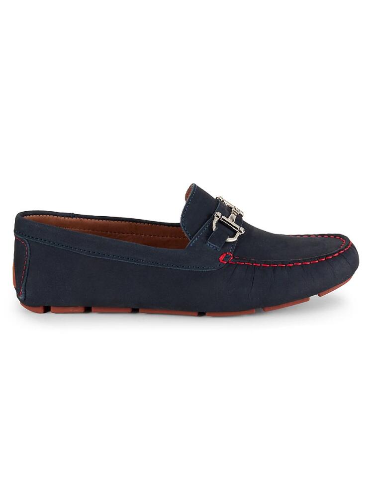 Massimo Matteo Men's Leather Driving Bit Loafers - Navy Cover