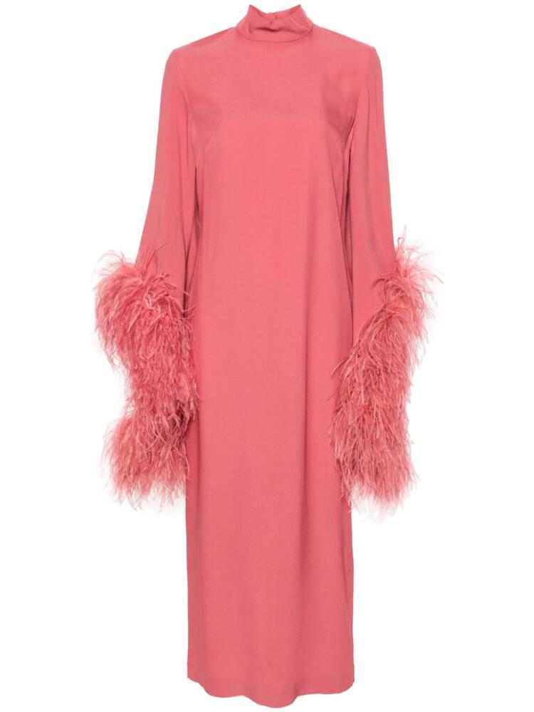 Taller Marmo Del Rio feather-trim midi dress - Pink Cover