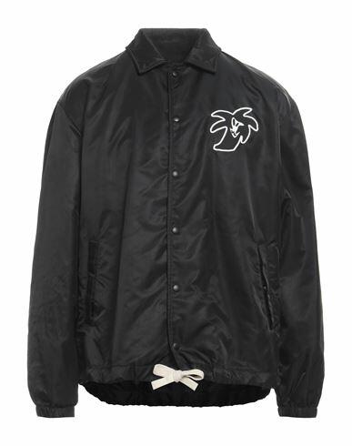 Palm Angels Man Jacket Black Polyamide, Silicone Cover