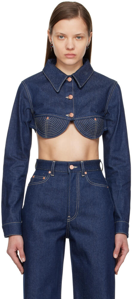 Jean Paul Gaultier Indigo Cropped Denim Jacket Cover