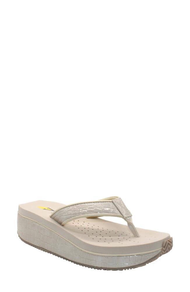 Volatile 'Mini Croco' Wedge Sandal in Off White Cover