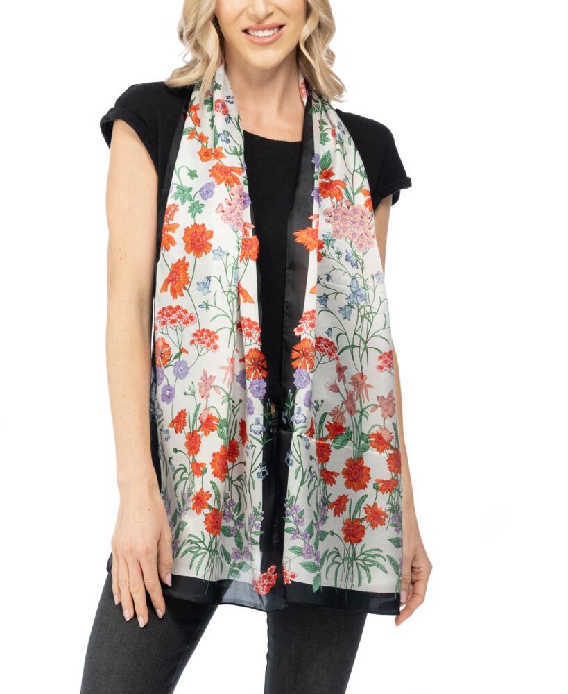 Vince Camuto Botanical Floral Wallpaper Oblong Scarf - Black Cover