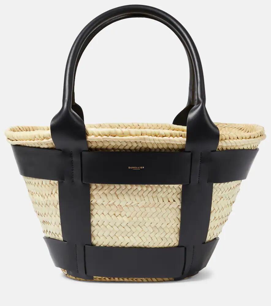 DeMellier Santorini leather-trimmed straw tote bag Cover