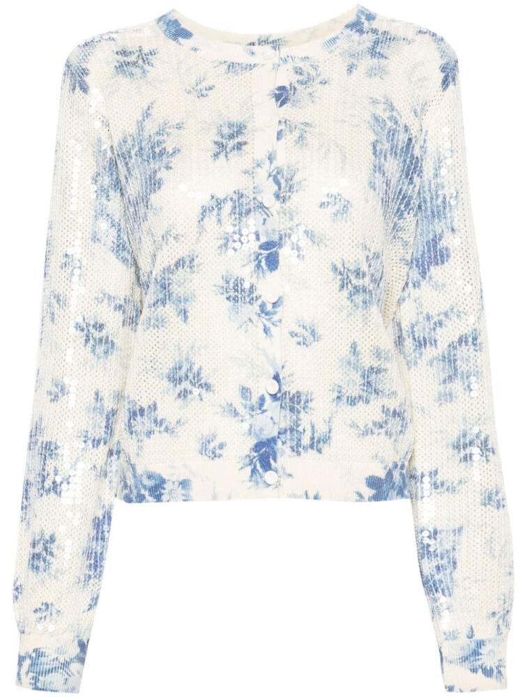 TWINSET floral-print oprn-knit cardigan - Neutrals Cover