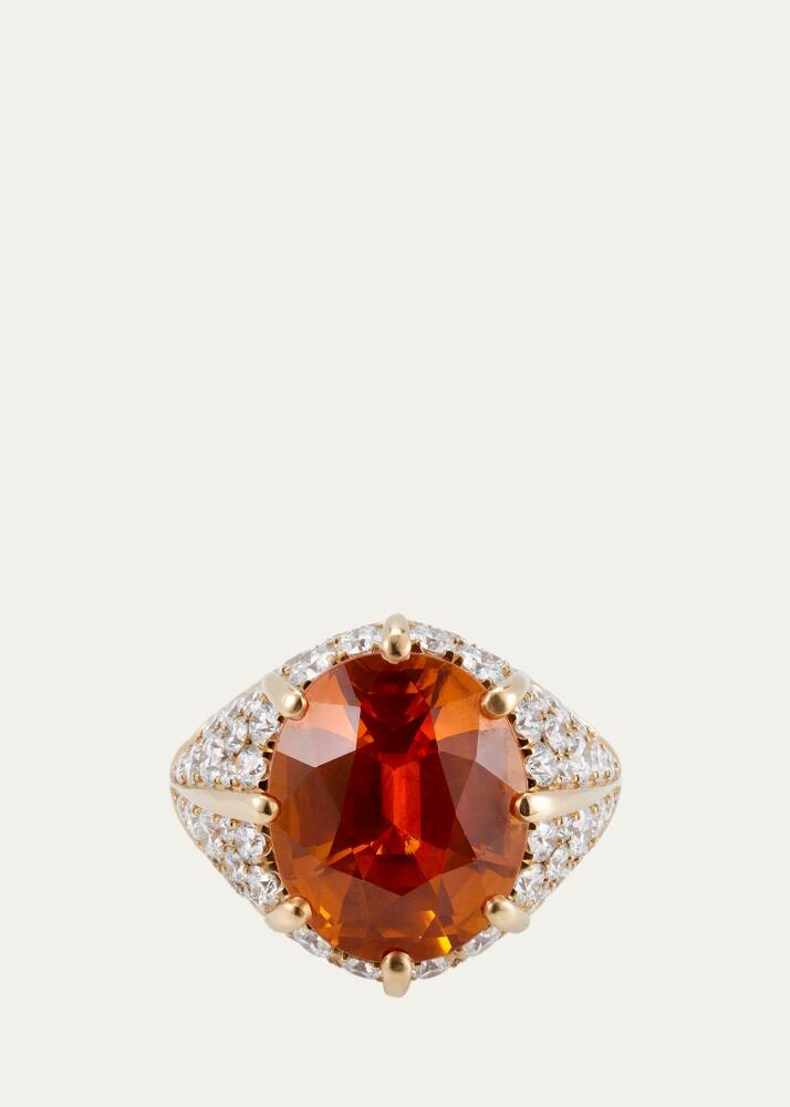 Bayco 18K Yellow Gold Statement Ring with Orange Sapphire and Diamonds Cover