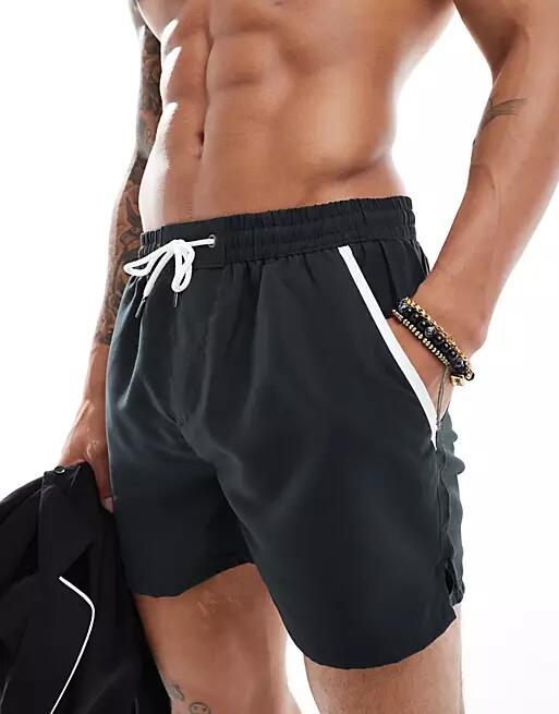 Another Influence swim shorts with piping in black - part of a set Cover