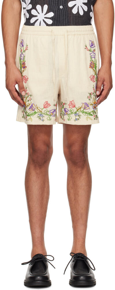 HARAGO Off-White Embroidered Shorts Cover