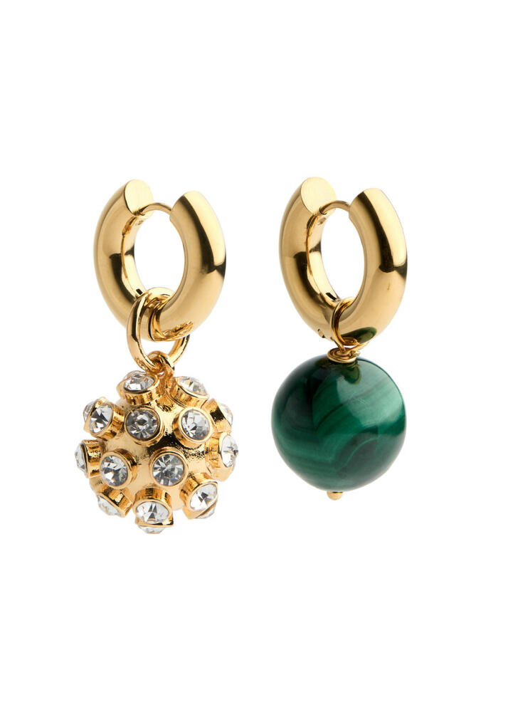 Timeless Pearly Asymmetric 24kt Gold-plated Hoop Earrings - Green Cover