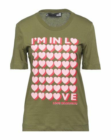 Love Moschino Woman T-shirt Military green Cotton, Elastane Cover