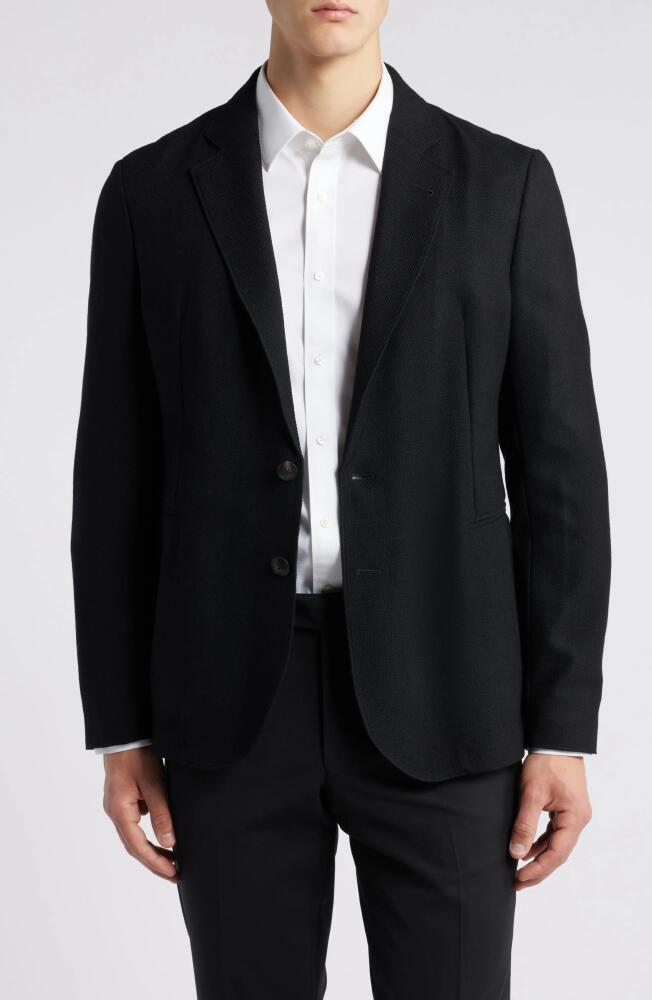 Emporio Armani Textured Black Wool Sport Coat in Solid Black Cover