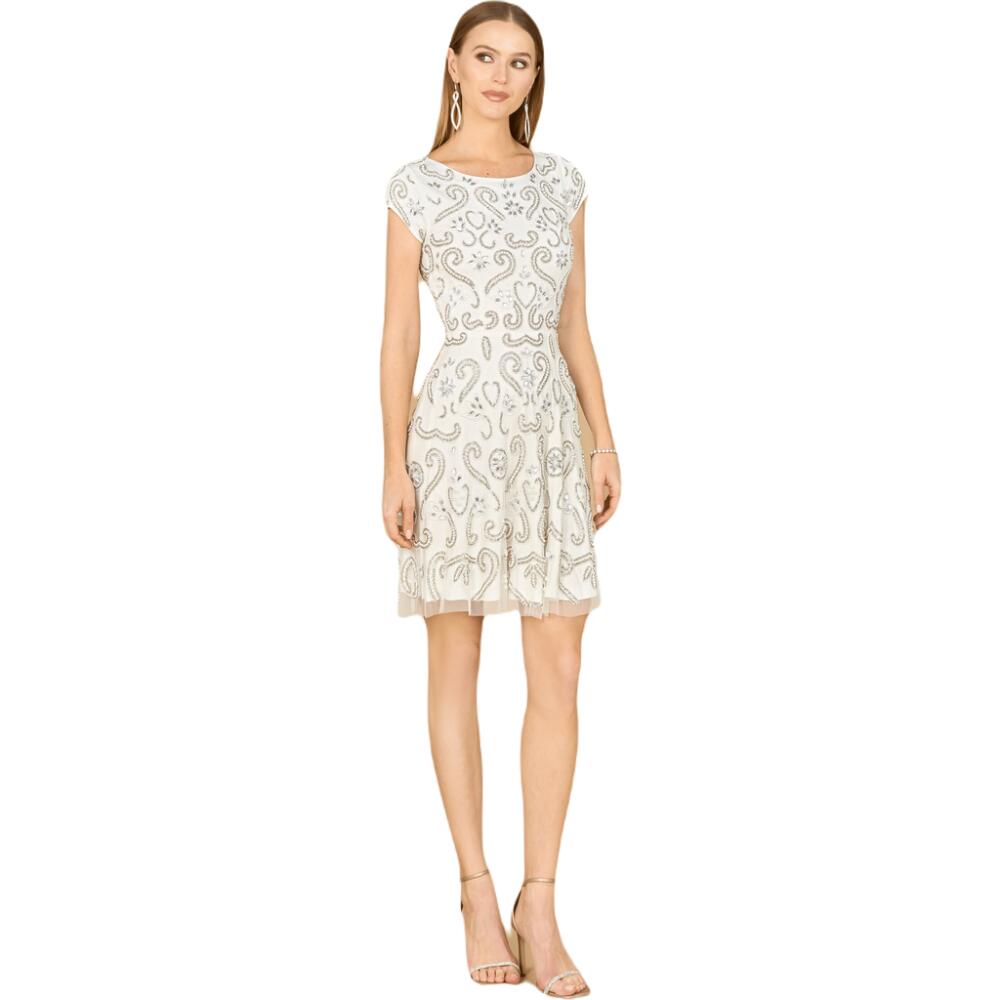 LARA New York Short Sleeve Beaded Cocktail Dress in Ivory Cover