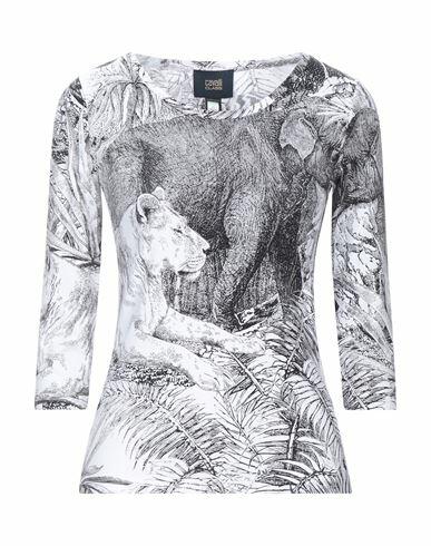 Cavalli Class Woman T-shirt White Cotton, Elastane Cover