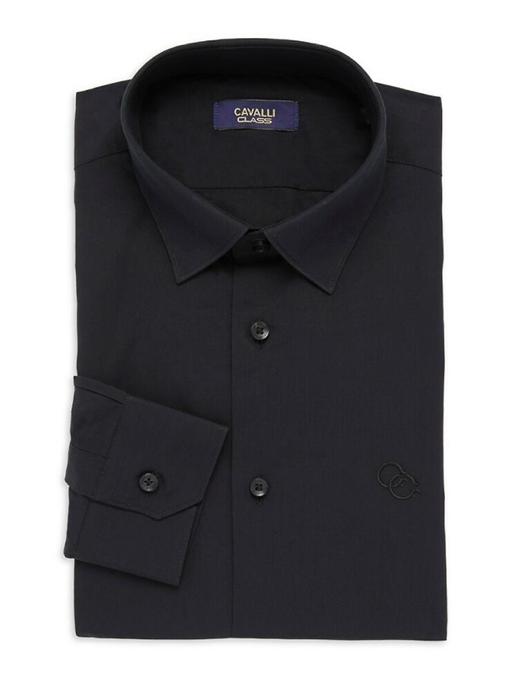 Cavalli Class by Roberto Cavalli Men's Slim Fit Logo Dress Shirt - Black Cover