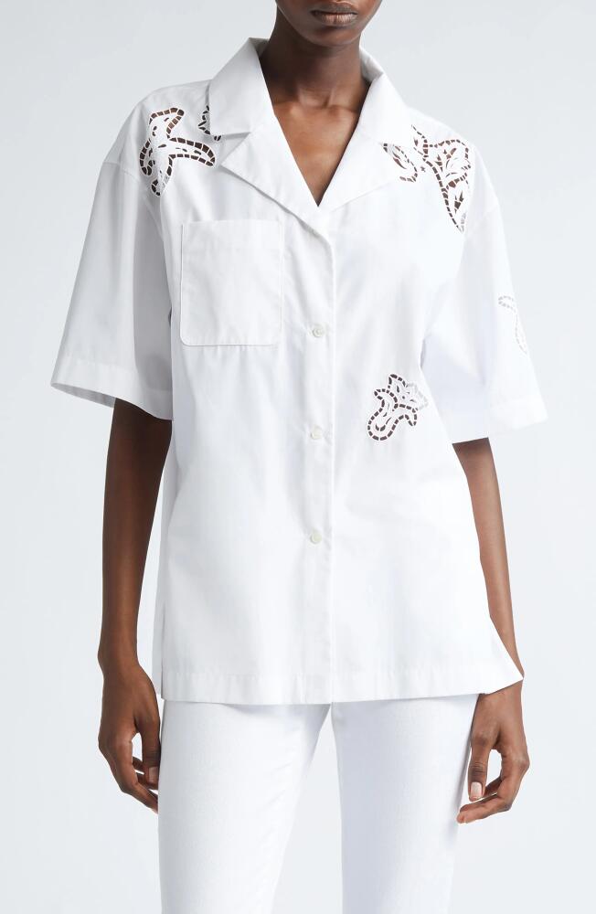 Versace Baroque Cotton Camp Shirt in 1W000-Optical White Cover