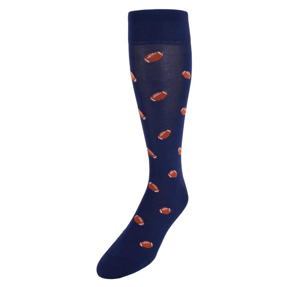 Trafalgar Touchdown Football Novelty Mercerized Cotton Mid-Calf Socks in Navy Blue Cover