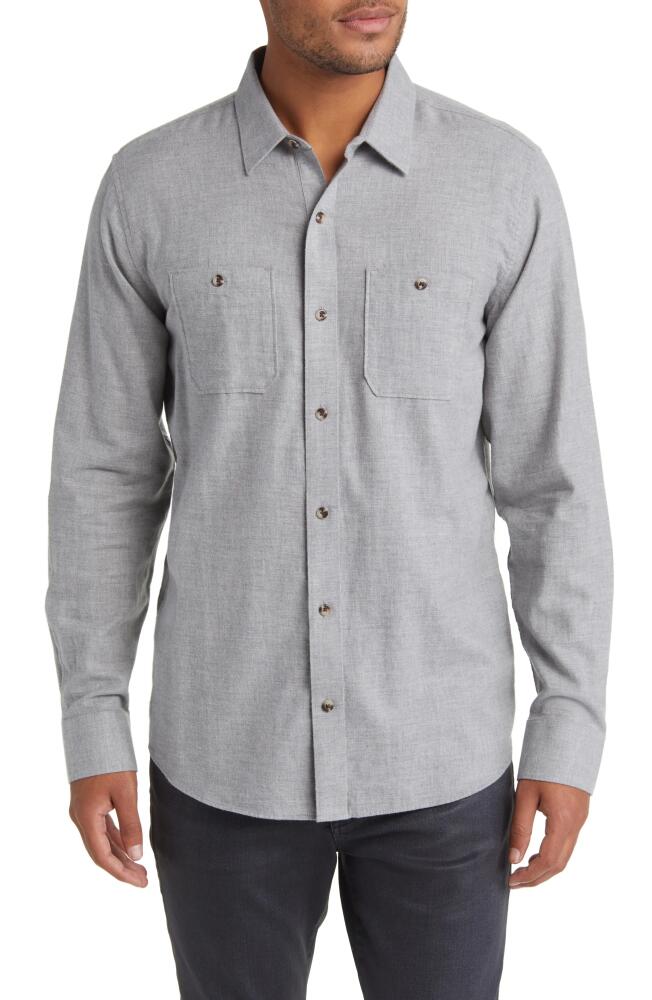 TravisMathew Cloud Flannel Button-Up Shirt in Heather Quiet Shade Cover