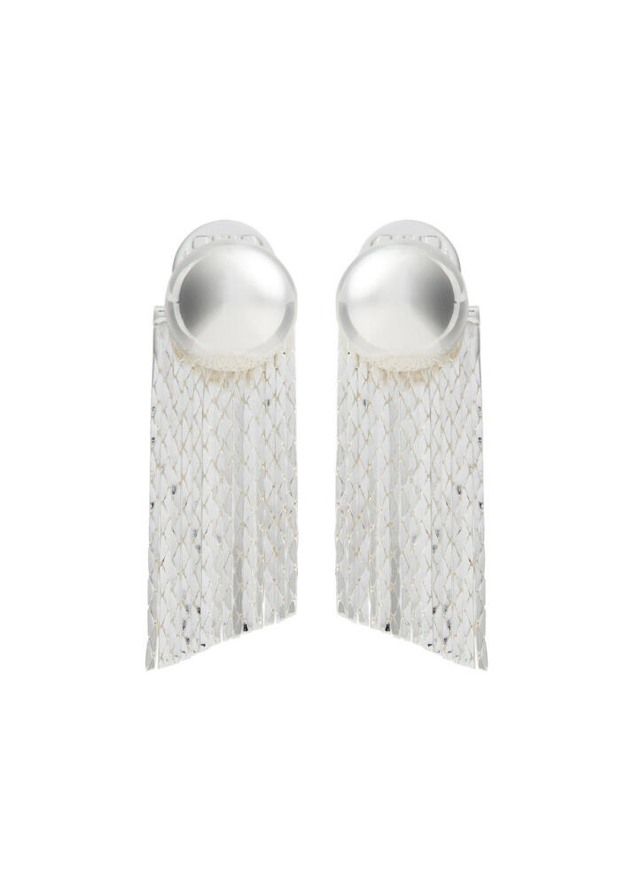 Pearl Octopuss.y Medusa Fringed Stud Earrings - Silver Cover