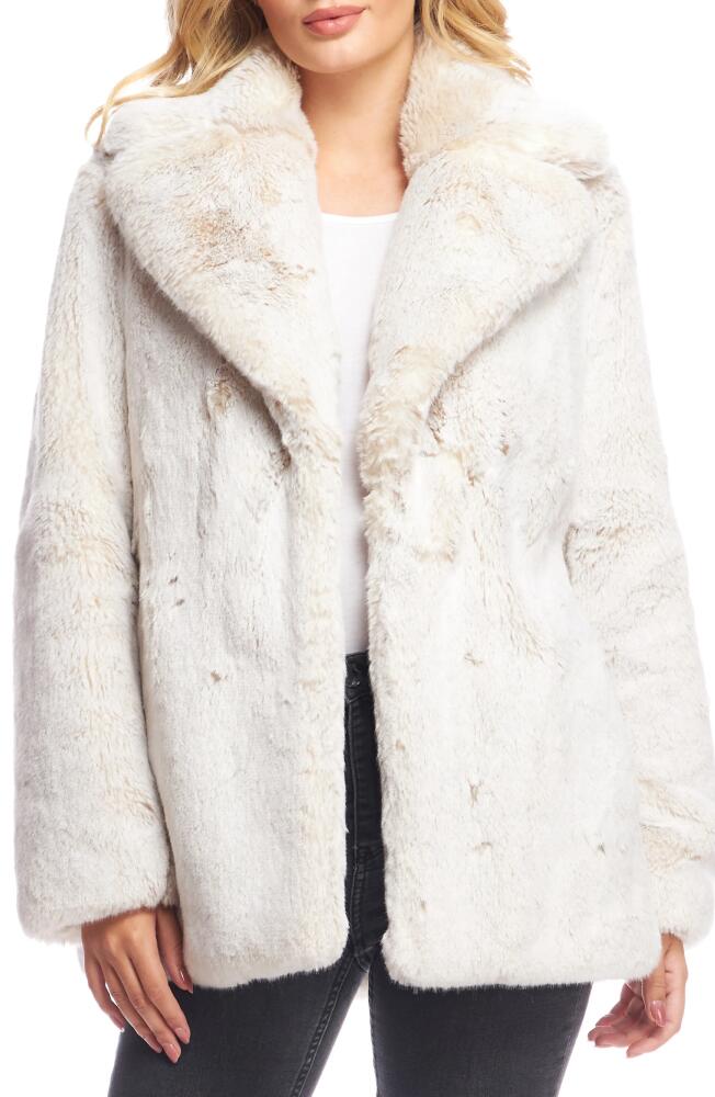 DONNA SALYERS FABULOUS FURS Notch Collar Faux Fur Coat in Pearl Cover