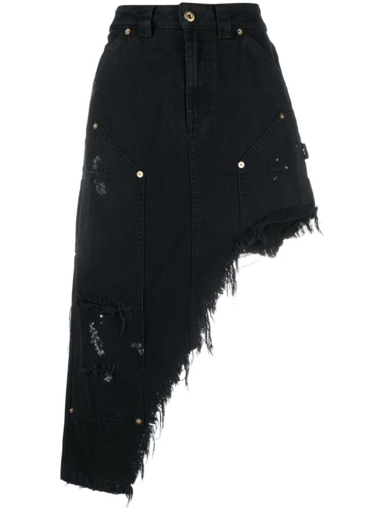 Vaquera Workwear distressed asymmetric-hem skirt - Black Cover