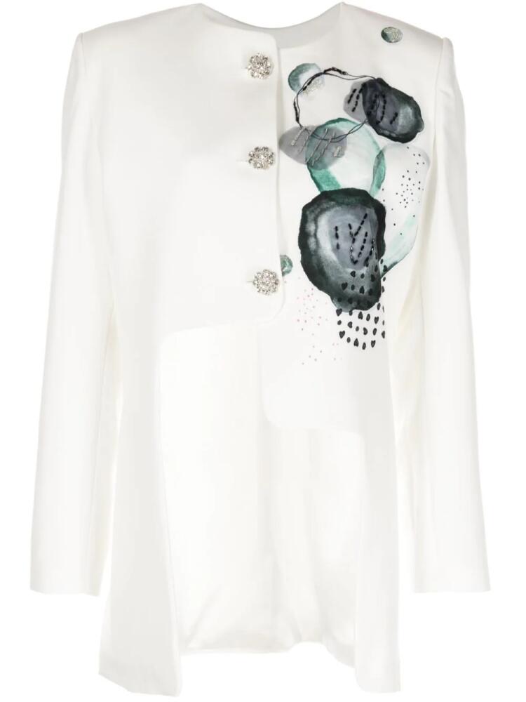 Saiid Kobeisy printed asymmetric jacket - White Cover