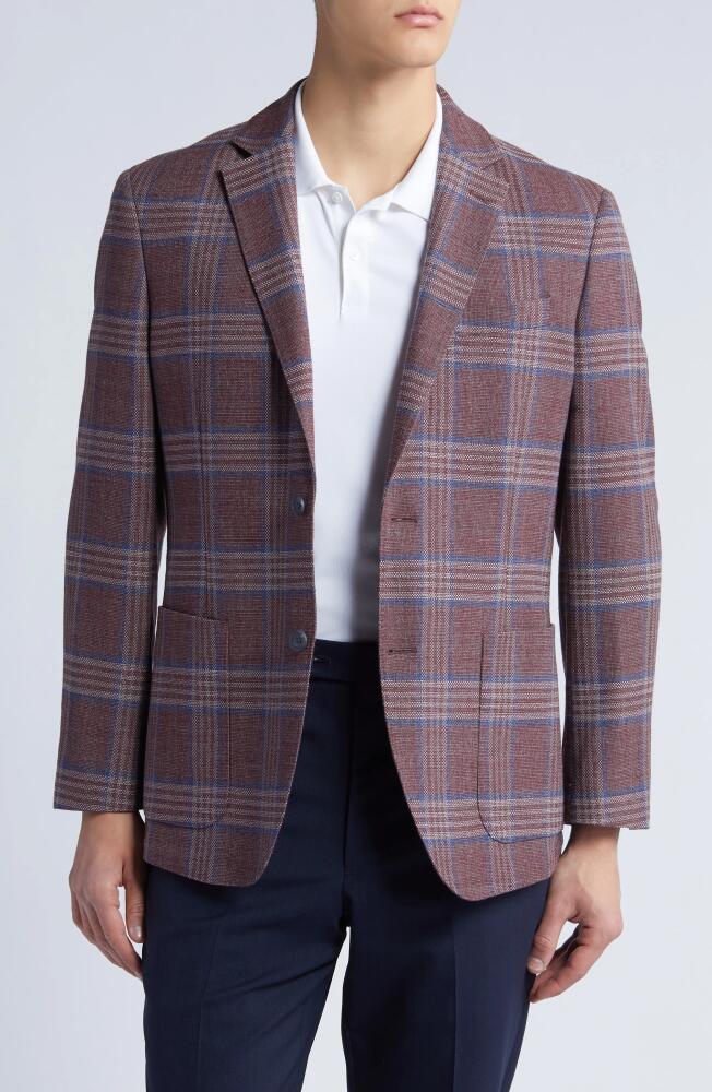 Nordstrom Classico Plaid Stretch Sport Coat in Burgundy Navy Festiva Plaid Cover