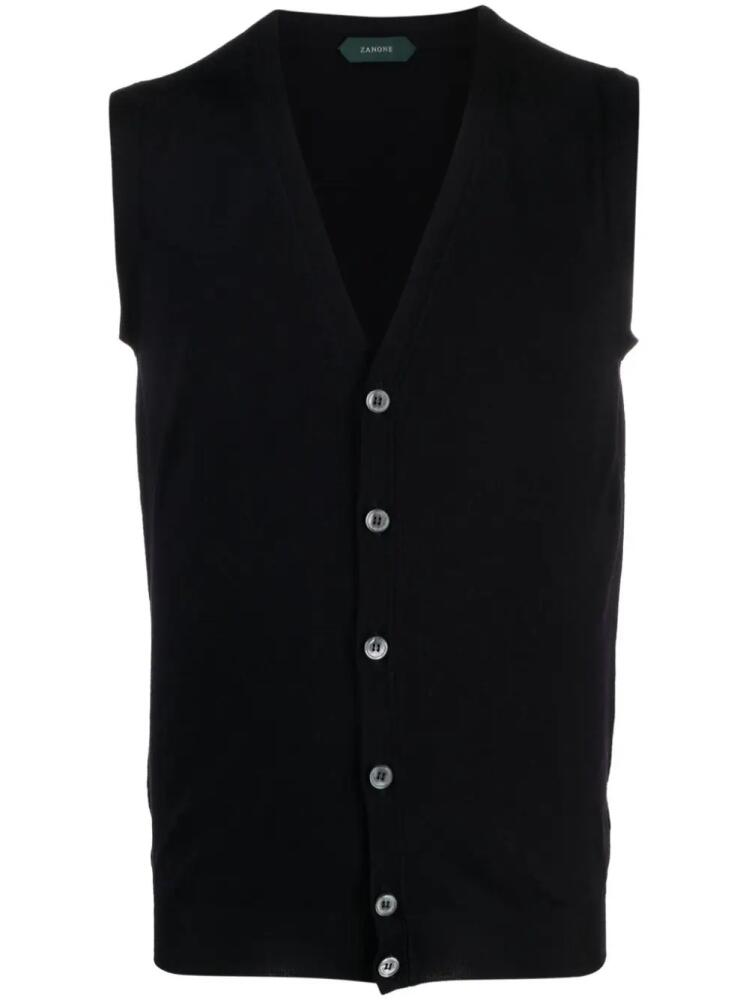 Zanone V-neck buttoned gilet - Blue Cover