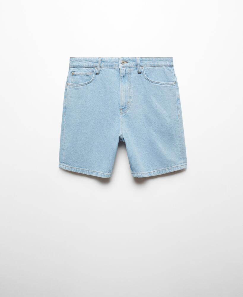 Mango Men's Regular Fit Denim Bermuda Shorts - Bleach Blue Cover