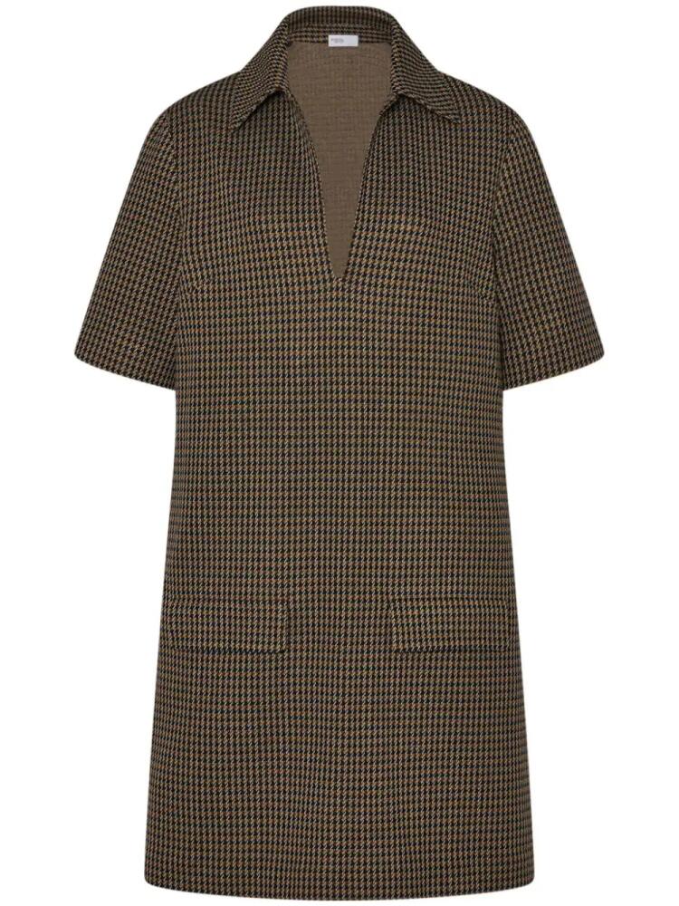 Rosetta Getty polo-collar houndstooth minidress - Green Cover