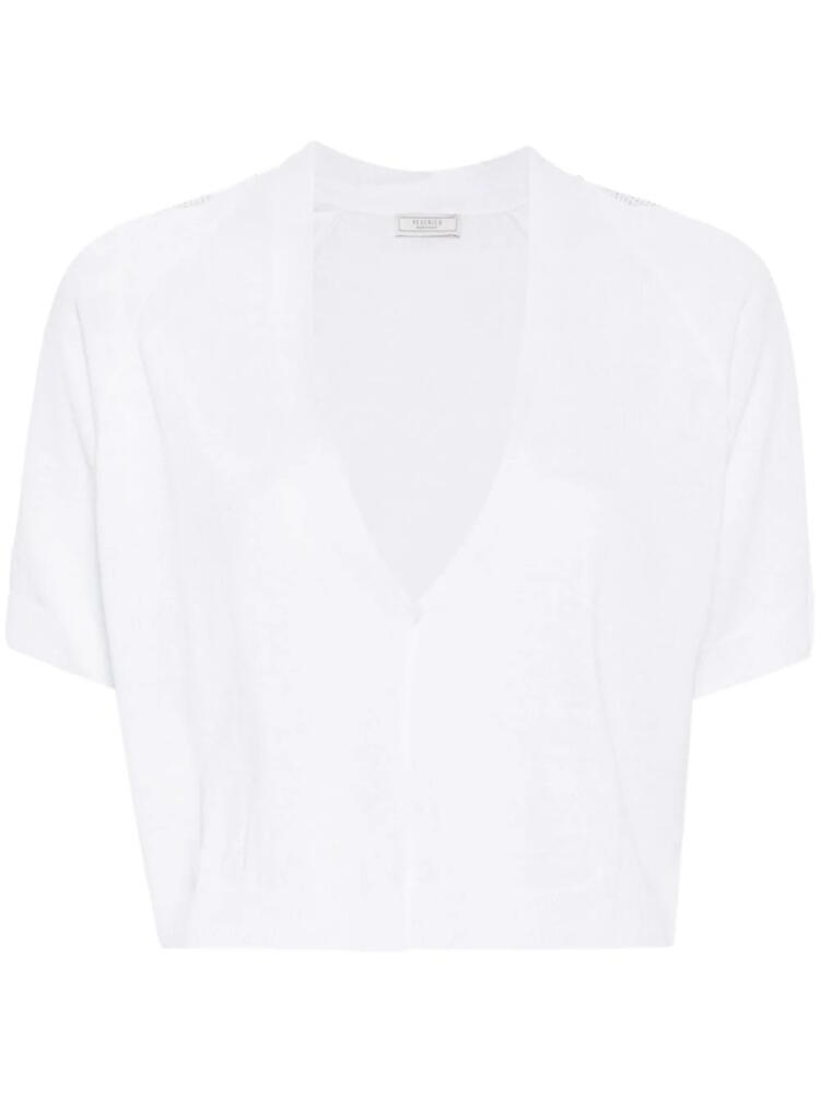 Peserico V-neck cropped cardigan - White Cover