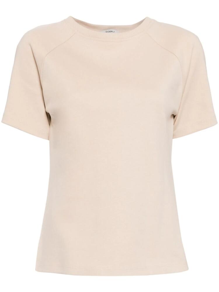 Goen.J twist-detailing cotton T-shirt - Neutrals Cover