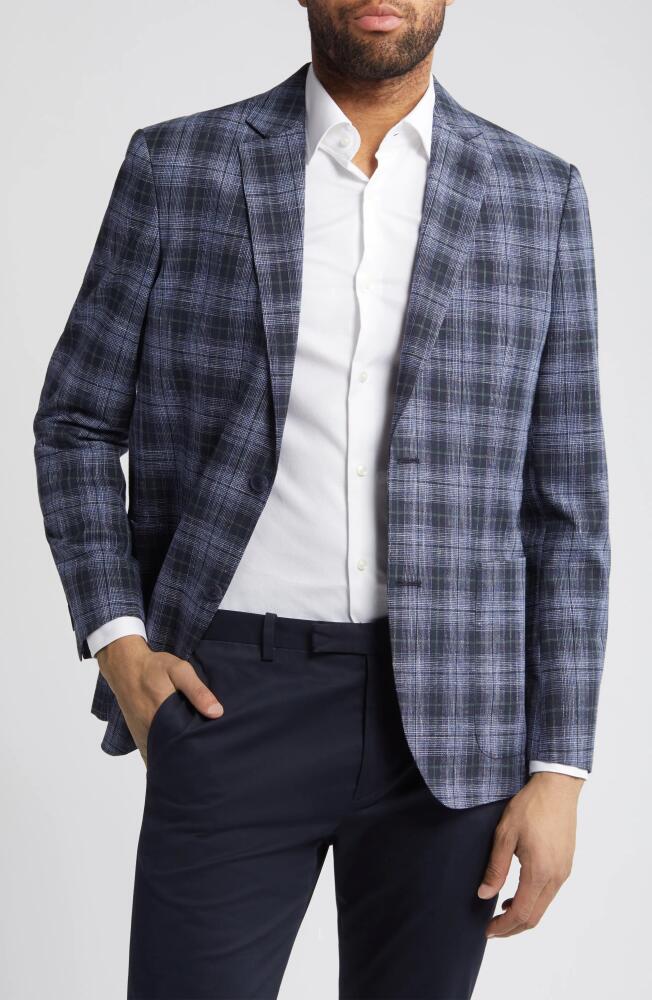 Nordstrom Plaid Stretch Wool & Cotton Blend Sport Coat in Navy Vista Plaid Cover