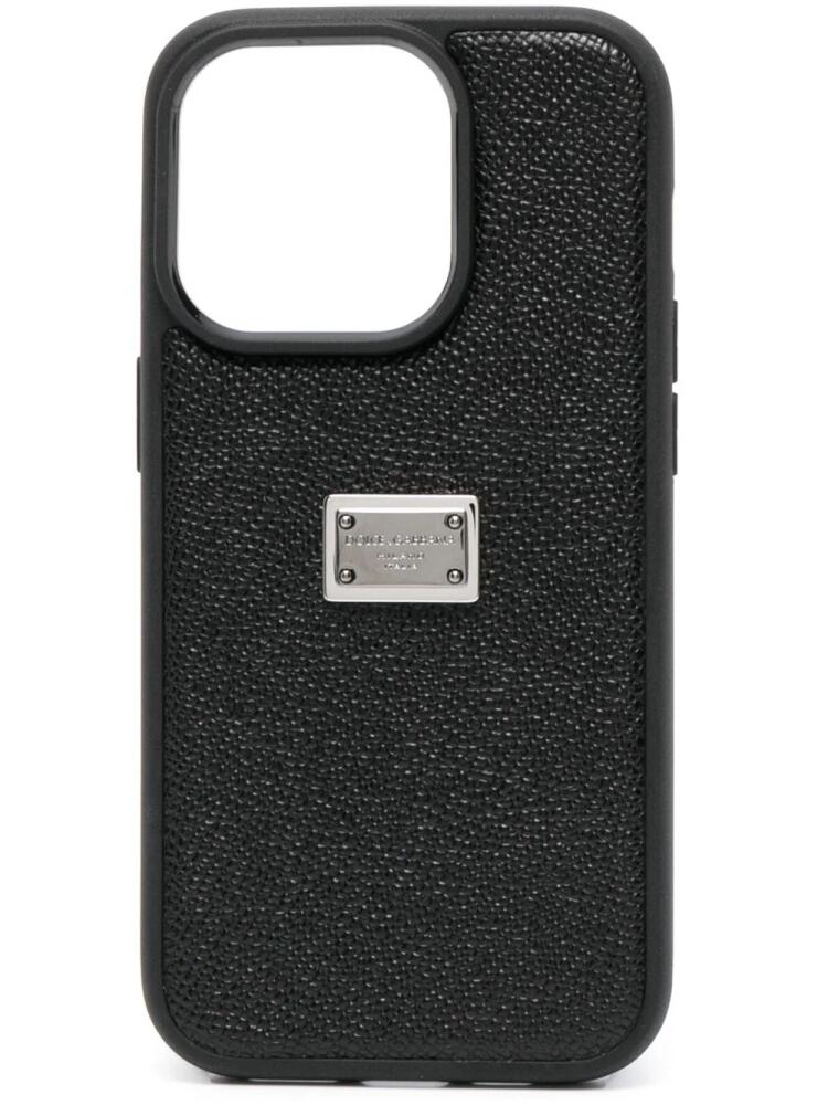 Dolce & Gabbana logo-plaque iPhone 14 Pro case - Black Cover