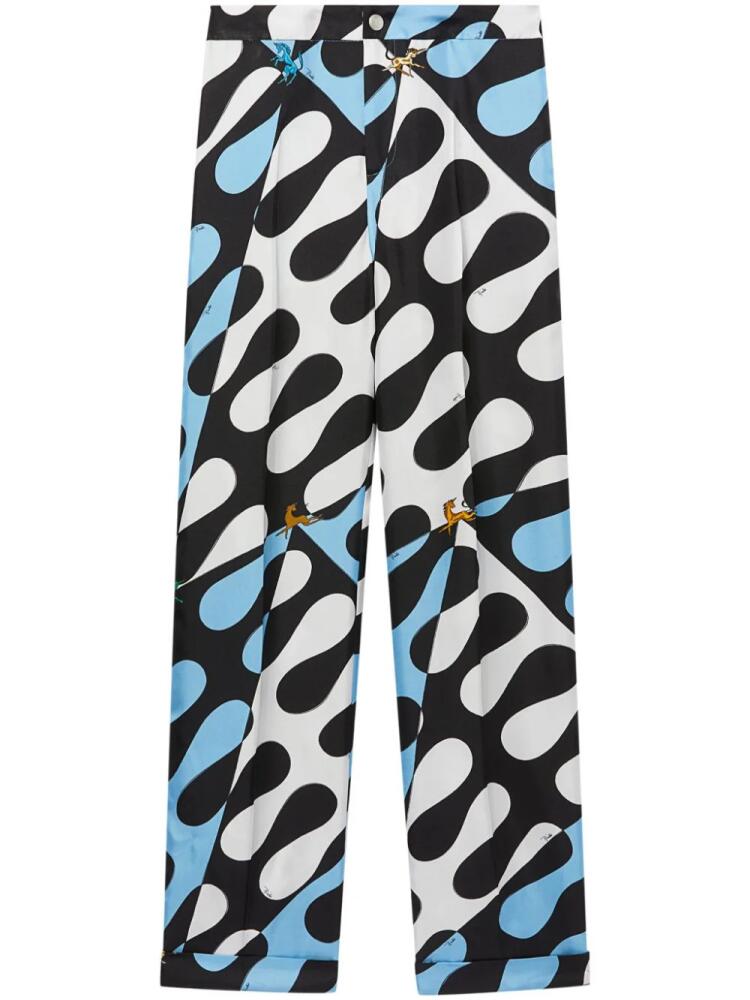 PUCCI Leocorno-print silk trousers - Black Cover