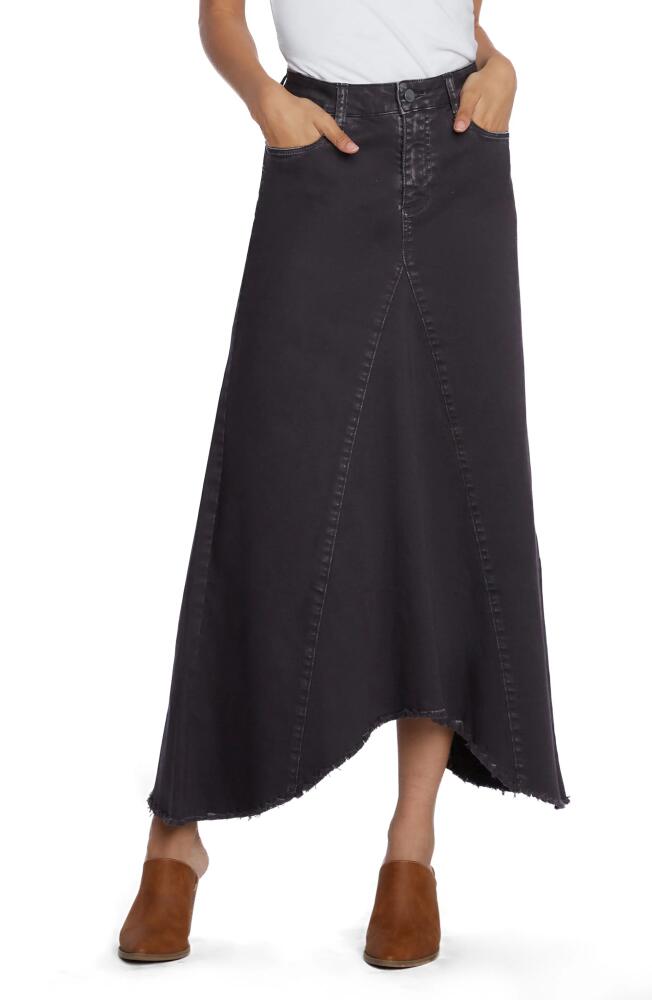 Wash Lab Denim Selma Pieced Asymmetric Denim Maxi Skirt in Dark Smoke Cover