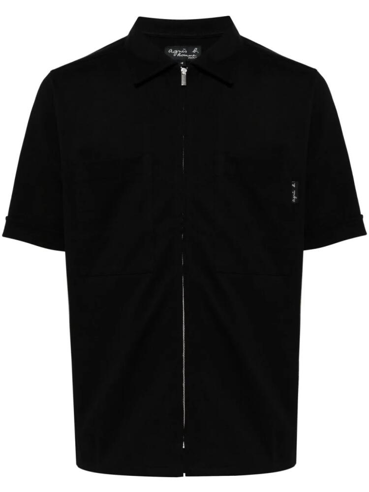 agnès b. zip-fastening short-sleeve cotton shirt - Black Cover